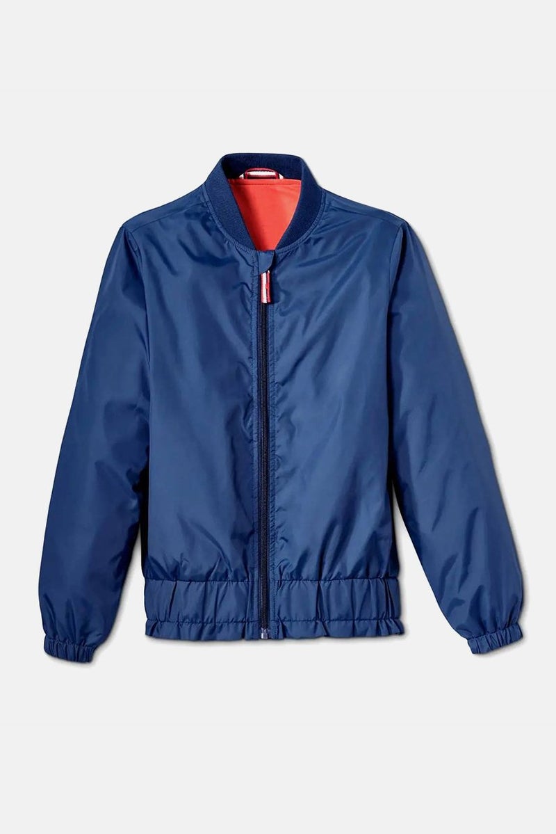 Tchibo Kids Girl V-neckline Full Zip Bomber Jacket, Blue  - Image 2