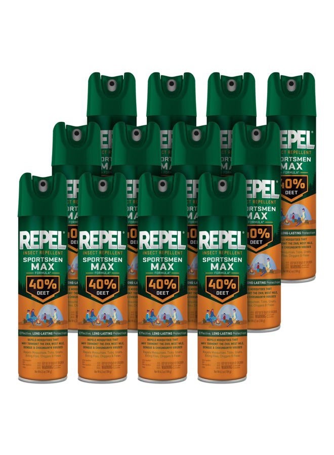 repel Insect Repellent Sportsmen Max Formula 40% DEET, 6.5 Ounces, Long-Lasting Aerosol Insect Repellent Spray Repels Mosquitoes, Ticks, Gnats, Biting Flies, Chiggers And Fleas, 12 Pack - Image 1