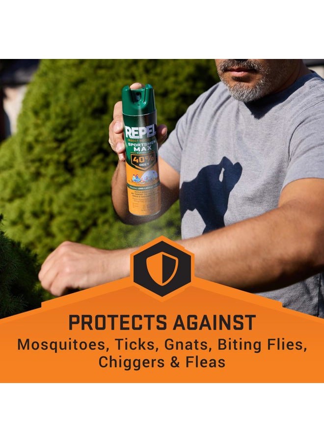 repel Insect Repellent Sportsmen Max Formula 40% DEET, 6.5 Ounces, Long-Lasting Aerosol Insect Repellent Spray Repels Mosquitoes, Ticks, Gnats, Biting Flies, Chiggers And Fleas, 12 Pack - Image 2