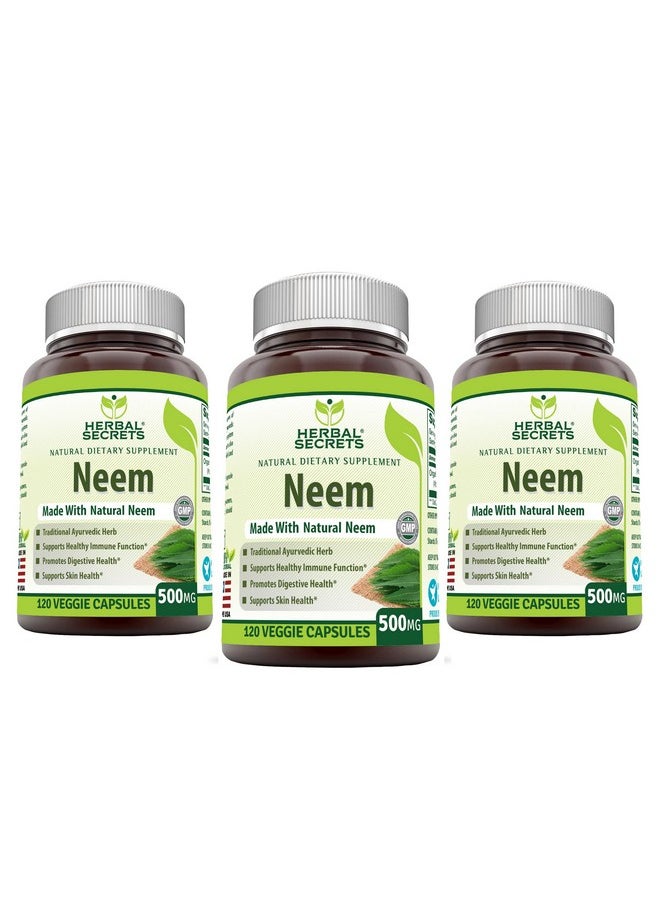 Herbal Secrets - Neem Supplement Nongmo Promotes Blood Purification Promotes Healthy Immunity And Promotes Health Skin* 500Mg Veggie Capsules 120 Count 3 Pack - Image 1
