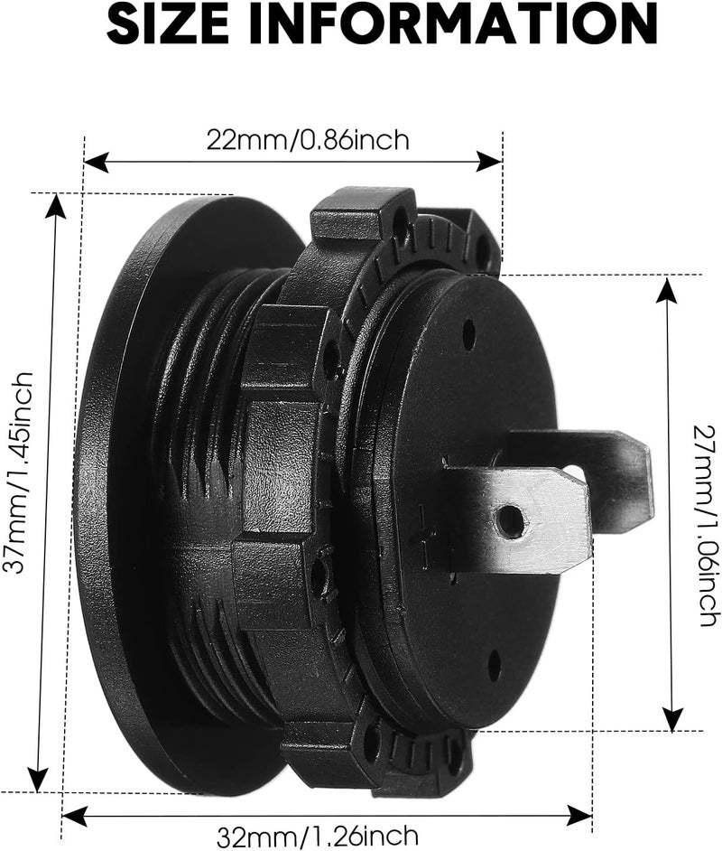 BBTO 2 Pieces DC 12V Car Voltage Gauge LED Display Waterproof Voltmeter Digital Round Panel Voltmeter Compatible with Vehicle Motorcycle Truck Camper ATV UTV Car Boat Marine (Blue Digital) - Image 3