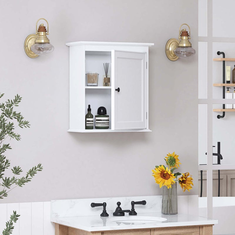 Spirich Small Bathroom Wall Cabinet, Wall Mounted Storage Cabinet, Medicine Cabinet Organizer for Bathroom, Kitchen, Living Room, White - Image 2