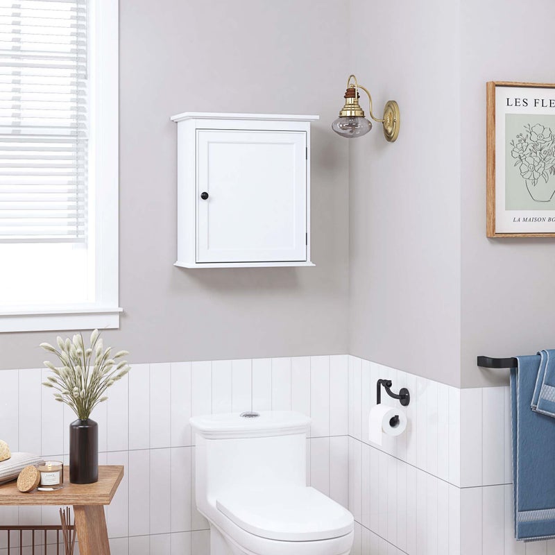 Spirich Small Bathroom Wall Cabinet, Wall Mounted Storage Cabinet, Medicine Cabinet Organizer for Bathroom, Kitchen, Living Room, White - Image 3
