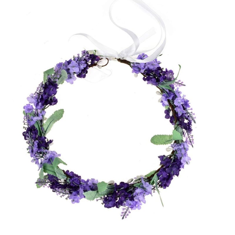 Vividsun Lavender Flower Crown Floral Wreath Headband Photo Props (Mix/purple) - Image 4