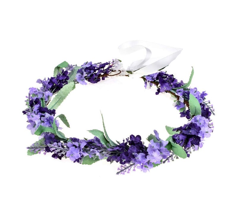 Vividsun Lavender Flower Crown Floral Wreath Headband Photo Props (Mix/purple) - Image 2