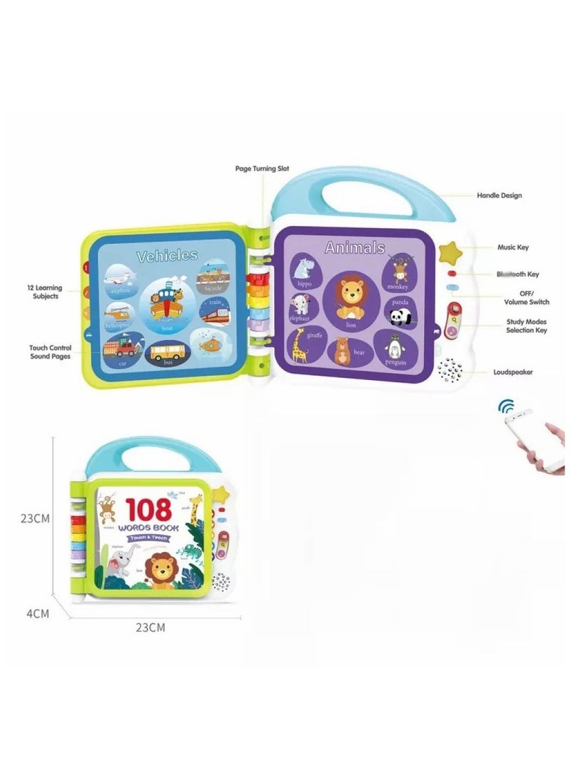كتاب تعليمي إلكتروني 108 كلمة إنجليزية – مع بلوتوث ولون سماوي - Image 2