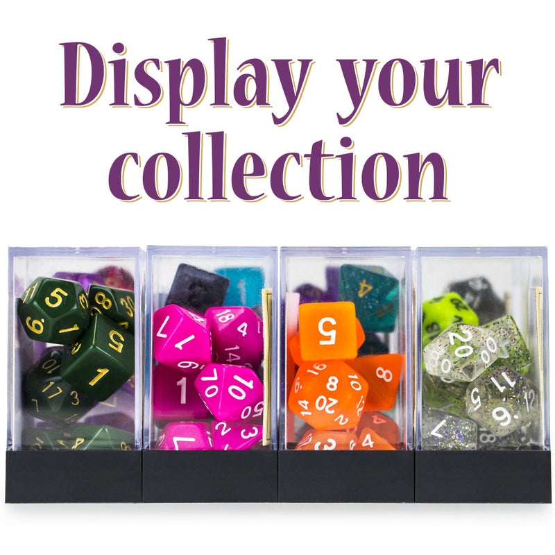 Wiz Dice Quicksilver Set of 7 Polyhedral Dice, Pearlescent Mercury Silver RPG Dice with Clear Display Box