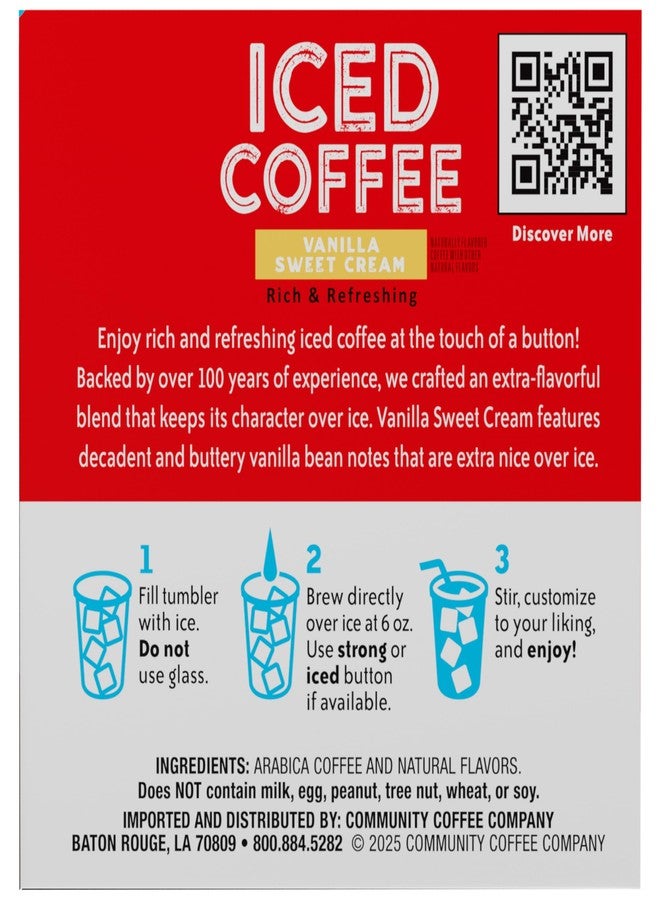 Community Coffee Vanilla Sweet Cream, 10 Keurig Iced Coffee Pods, Dark Roast, Compatible with all K-Cup Brewers, 10 Count (Pack of 1) - Image 3