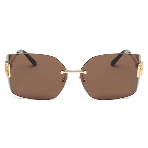 KENBO Futuristic Rimless Y2K Sunglasses for Women Men Fashion Wrap Around Frame Trendy Shield Frameless Design -C2 - Image 3