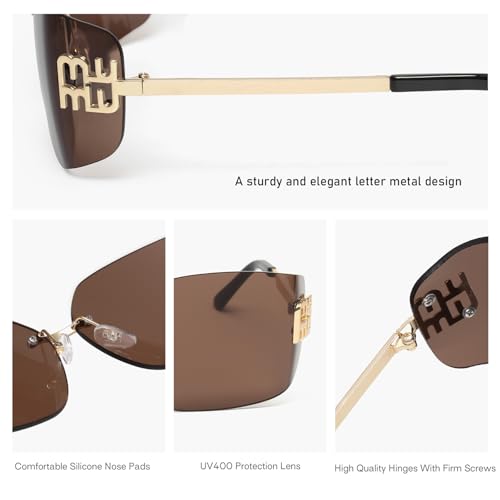 KENBO Futuristic Rimless Y2K Sunglasses for Women Men Fashion Wrap Around Frame Trendy Shield Frameless Design -C2 - Image 5
