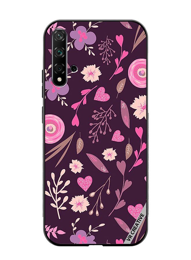 VR CREATIVE Protective Case Cover For Huawei Nova 5T Purple Floral Design Multicolour - Image 1