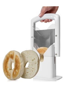 Bagel Cutter Slicer, Stainless Steel Precision Cutter with Safety Handle, Easy-to-Use Kitchen Guillotine, Universal Slicer for Bagels, Muffins, Bread, Portable Muffin Slicer (7.1×8.7 inch)