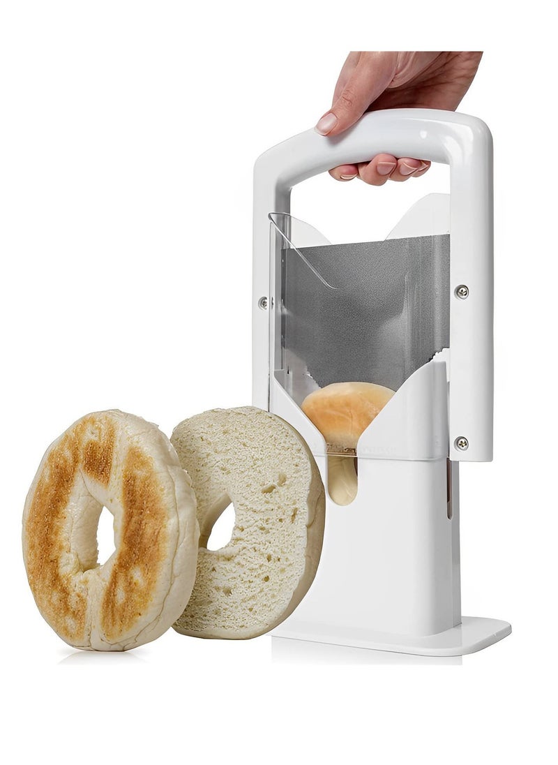 Excefore - Bagel Cutter Slicer, Stainless Steel Precision Cutter with Safety Handle, Easy-to-Use Kitchen Guillotine, Universal Slicer for Bagels, Muffins, Bread, Portable Muffin Slicer (7.1×8.7 inch) - Image 1