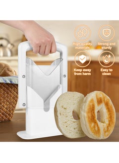 Excefore Bagel Cutter Slicer, Stainless Steel Precision Cutter with Safety Handle, Easy-to-Use Kitchen Guillotine, Universal Slicer for Bagels, Muffins, Bread, Portable Muffin Slicer (7.1×8.7 inch)  - Image 2