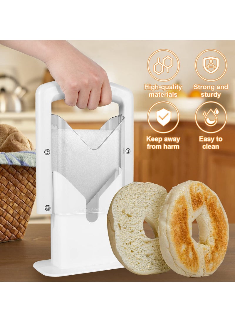 Excefore - Bagel Cutter Slicer, Stainless Steel Precision Cutter with Safety Handle, Easy-to-Use Kitchen Guillotine, Universal Slicer for Bagels, Muffins, Bread, Portable Muffin Slicer (7.1×8.7 inch) - Image 1