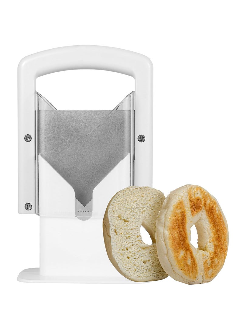 Excefore - Bagel Cutter Slicer, Stainless Steel Precision Cutter with Safety Handle, Easy-to-Use Kitchen Guillotine, Universal Slicer for Bagels, Muffins, Bread, Portable Muffin Slicer (7.1×8.7 inch) - Image 1