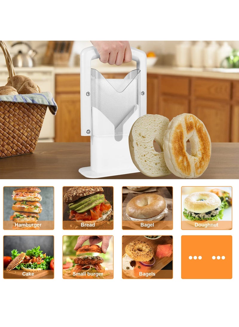 Excefore - Bagel Cutter Slicer, Stainless Steel Precision Cutter with Safety Handle, Easy-to-Use Kitchen Guillotine, Universal Slicer for Bagels, Muffins, Bread, Portable Muffin Slicer (7.1×8.7 inch) - Image 1