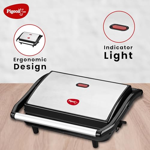 Pigeon by Stovekraft Panini Sandwich Maker | 850 Watt (Black) | Panini | Grill | Toast | 1 Year Warranty | Proudly Made In India - Image 4