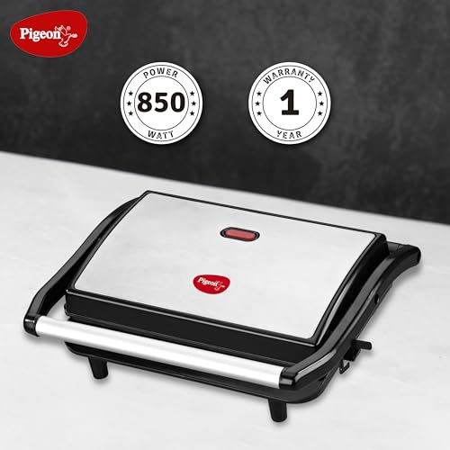 Pigeon by Stovekraft Panini Sandwich Maker | 850 Watt (Black) | Panini | Grill | Toast | 1 Year Warranty | Proudly Made In India - Image 2