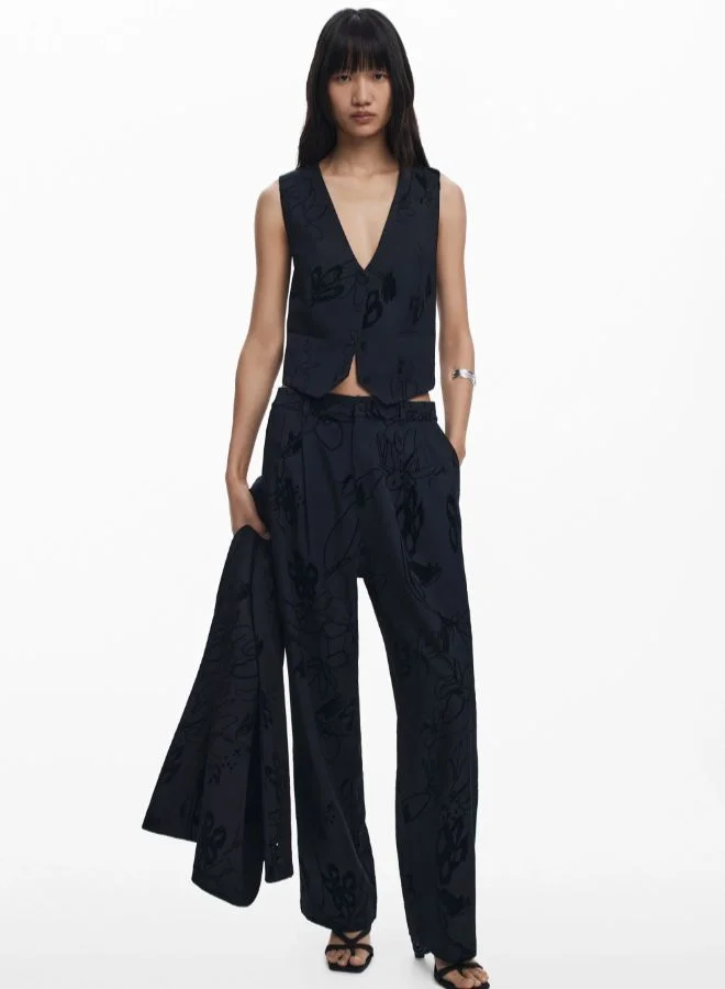 Flocked floral pants