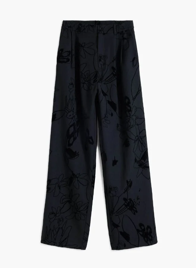 DESIGUAL Black Flocked floral pants for Women | Best Price UAE