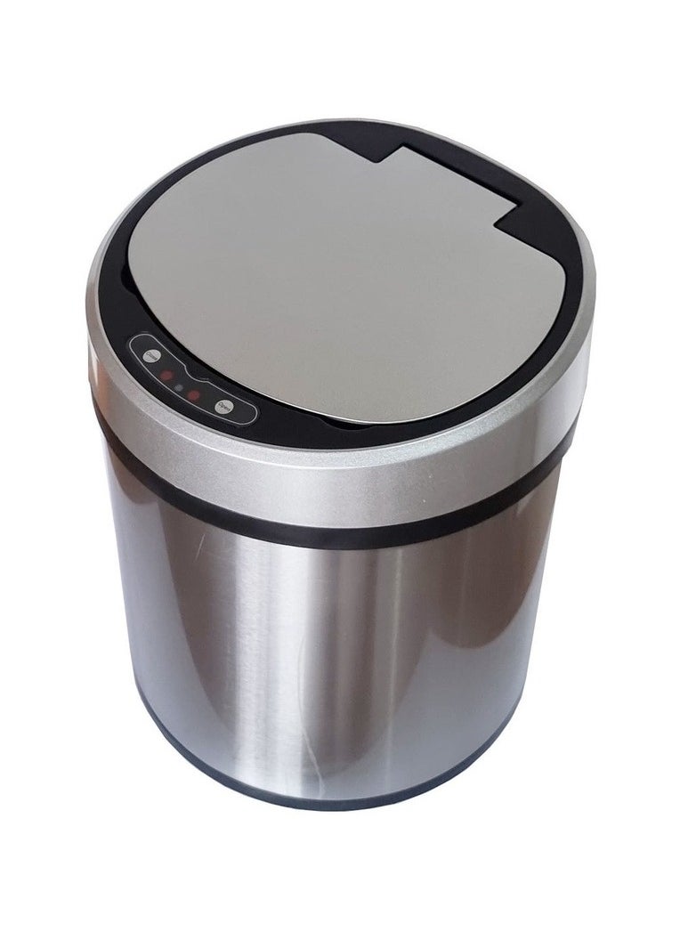 ALMUFARREJ Automatic Touchless Infrared Motion Sensor Trash Can, Round Garbage Bin with Stainless Steel Silver Color  - Image 1
