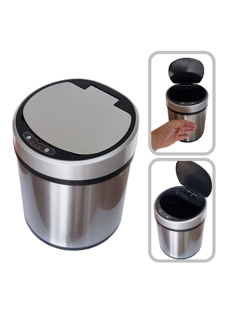 ALMUFARREJ Automatic Touchless Infrared Motion Sensor Trash Can, Round Garbage Bin with Stainless Steel Silver Color  - Image 2