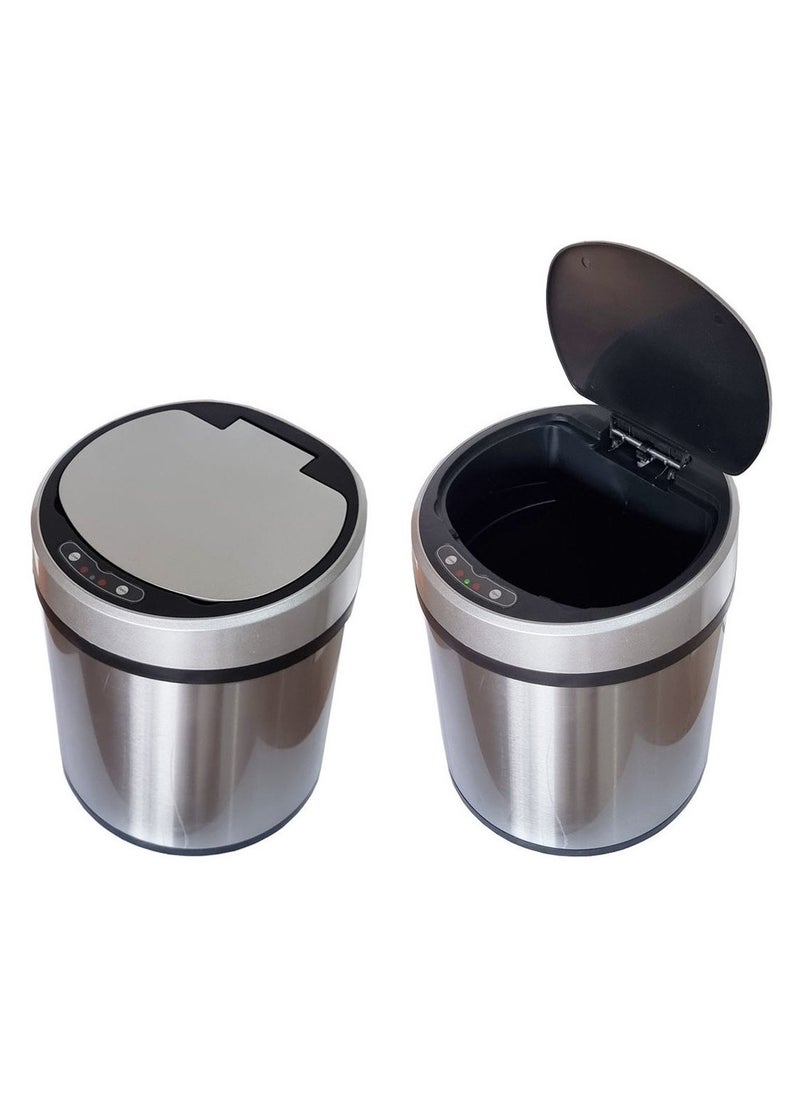ALMUFARREJ Automatic Touchless Infrared Motion Sensor Trash Can, Round Garbage Bin with Stainless Steel Silver Color  - Image 3