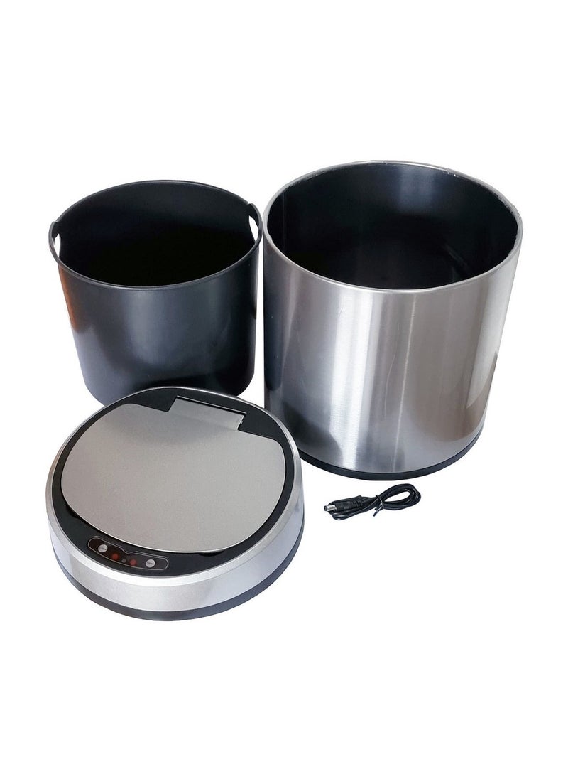 ALMUFARREJ Automatic Touchless Infrared Motion Sensor Trash Can, Round Garbage Bin with Stainless Steel Silver Color  - Image 5