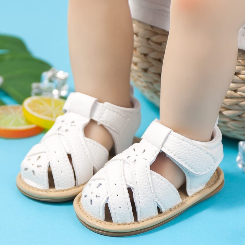 Babelvit Infant Baby Girl Boy Sandals Comfort Premium Summer Outdoor Casual Beach Shoes with Flower Bowknot Anti Slip Rubber Sole Newborn Toddler Prewalker First Walking Shoes - Image 2