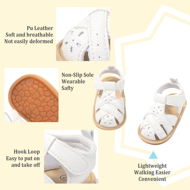 Babelvit Infant Baby Girl Boy Sandals Comfort Premium Summer Outdoor Casual Beach Shoes with Flower Bowknot Anti Slip Rubber Sole Newborn Toddler Prewalker First Walking Shoes - Image 5