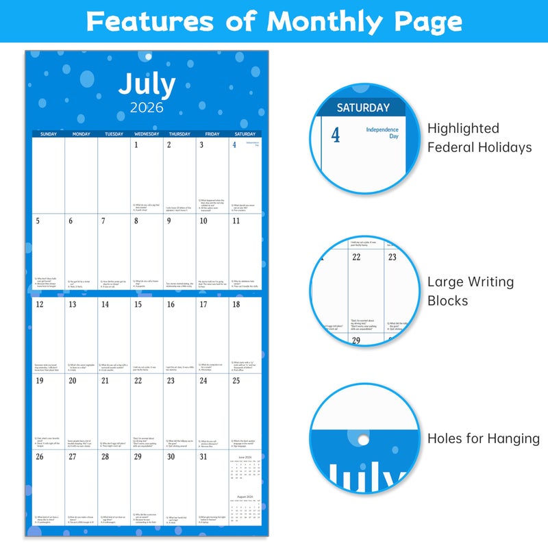 Chambom 2026 Calendar - 13 Month Funny Jokes Calendar JAN 2026 - JAN 2027, Wall Calendars Large Blocks, 2026 Calendars Wall for Office School Home, White Elephant Gag Gift for Him or Her, 12" x 24"(open) Funny Gifts - Image 3