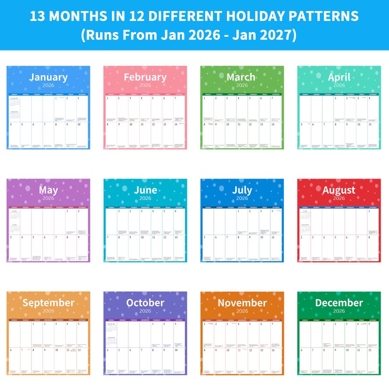 Chambom 2026 Calendar - 13 Month Funny Jokes Calendar JAN 2026 - JAN 2027, Wall Calendars Large Blocks, 2026 Calendars Wall for Office School Home, White Elephant Gag Gift for Him or Her, 12" x 24"(open) Funny Gifts - Image 5