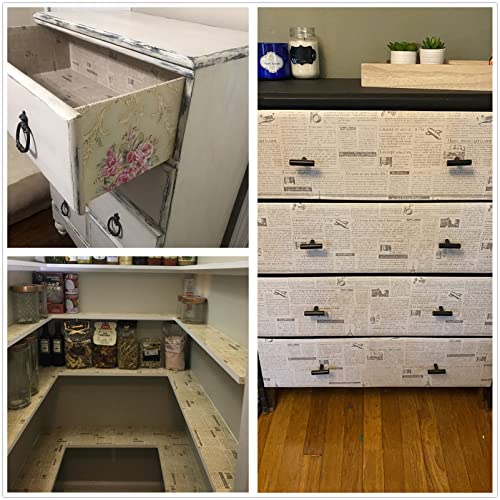TANONE Vintage Wallpaper 17.7" x 236" Self Adhesive Newspaper Wallpaper Stick and Peel for Drawer French Retro Decorative Furniture - Image 3