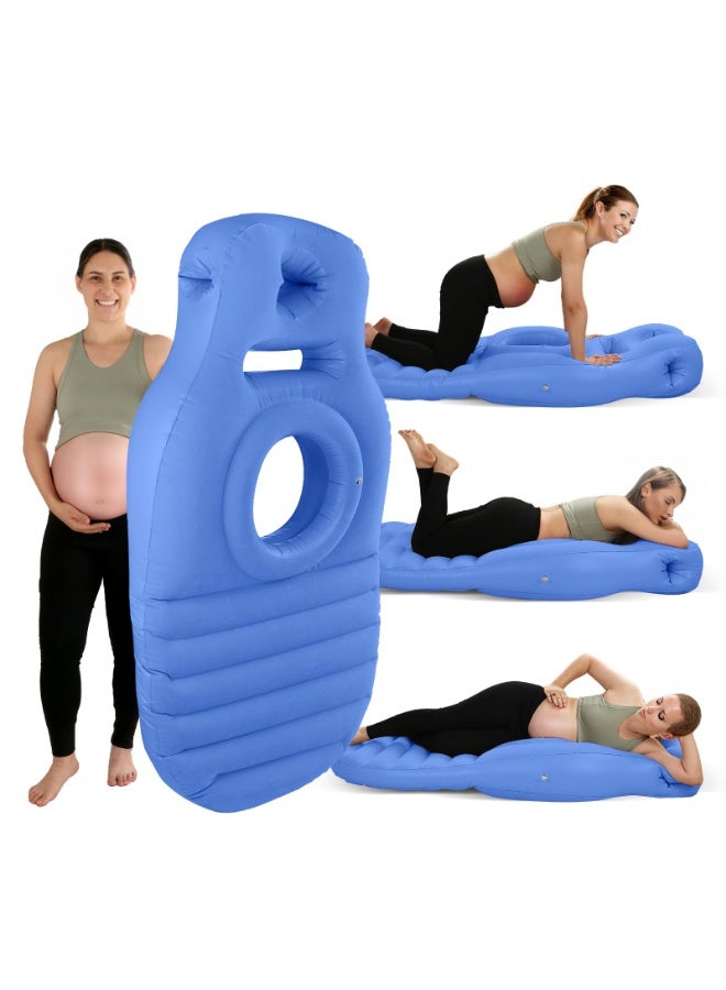 Arabest Inflatable Pregnancy Pillow, Full Body Maternity Airbed/Float with Hole for Tummy, The Best Pregnancy Pillow for Sleeping Prone, Maternity Pillow and Pregnancy Must Haves, Blue - Image 1