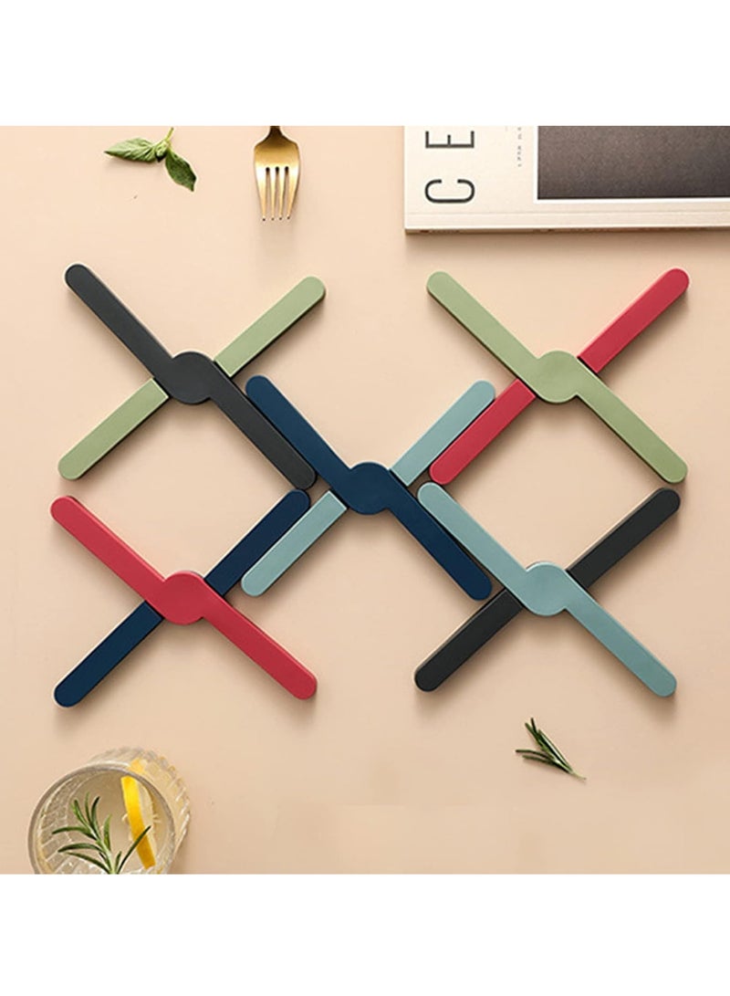 Foldable Silicone Tripod Non-slip Heat Resistant Folding Mat with Foldable Cross Design for Hot Dishes Hot Pots and Pans (7 Pieces) - Image 4