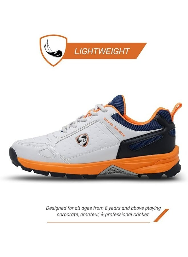 SG CLUB 6.0 Cricket Shoe (Color: White/ Navy/ Orange, Size: UK8/US9/EU42) | For Mens & Boys | Material: PU & Rubber | lightweight | Improved Stability in the Game - Image 4