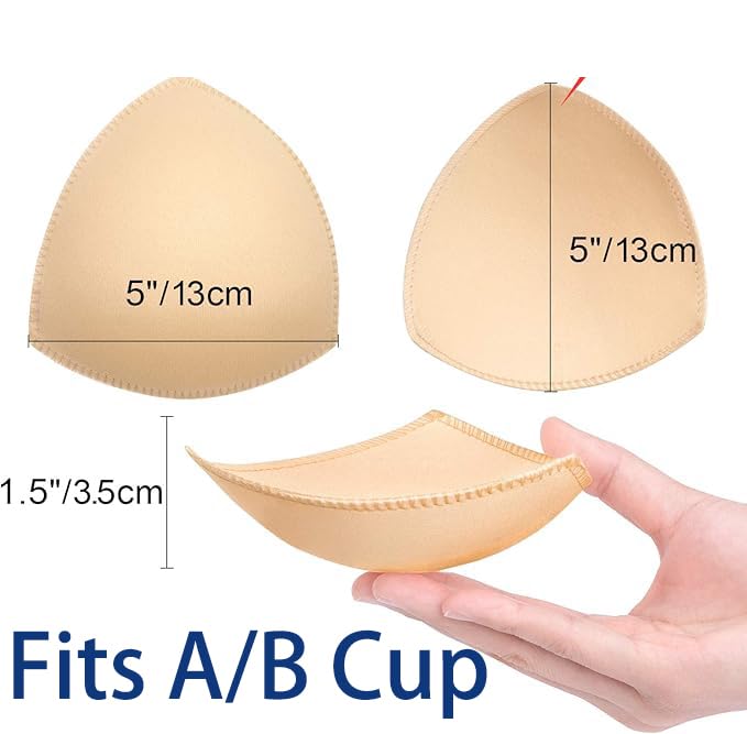 Awpeye Bra Pads Inserts 6 Pairs, Triangle Bra Cups Inserts, Removable Breast Enhancers Pads for Women, Fits A/B Cup Sports Bras, Bikinis, Swimsuits, Dresses (Beige) - Image 2