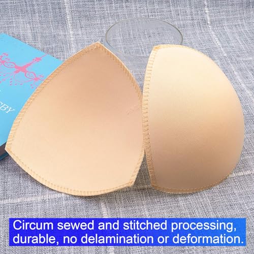Awpeye Bra Pads Inserts 6 Pairs, Triangle Bra Cups Inserts, Removable Breast Enhancers Pads for Women, Fits A/B Cup Sports Bras, Bikinis, Swimsuits, Dresses (Beige) - Image 3