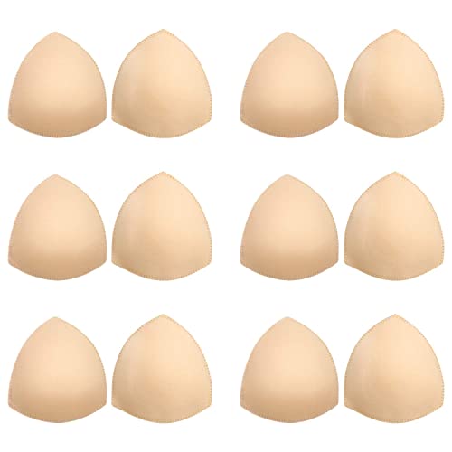 Awpeye Bra Pads Inserts 6 Pairs, Triangle Bra Cups Inserts, Removable Breast Enhancers Pads for Women, Fits A/B Cup Sports Bras, Bikinis, Swimsuits, Dresses (Beige) - Image 1