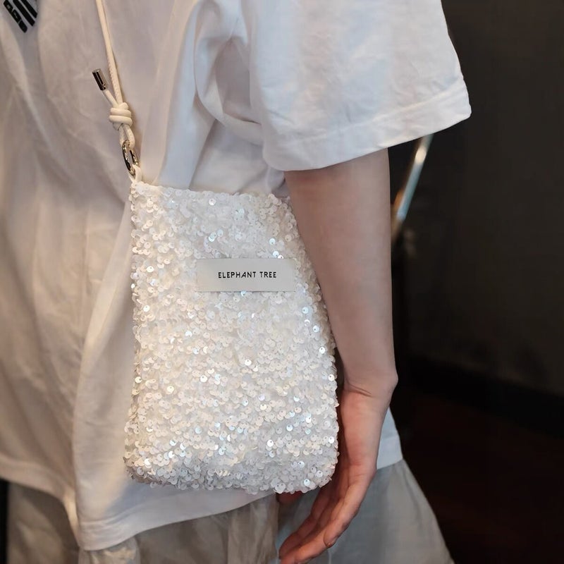 Women's White Sequin Crossbody Bag - Image 1