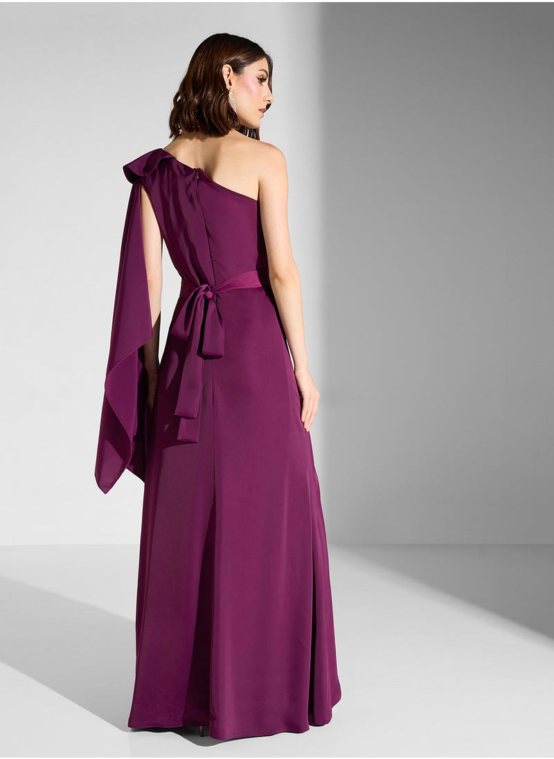Iyra One Shoulder Cape Sleeve Dress  - Image 2