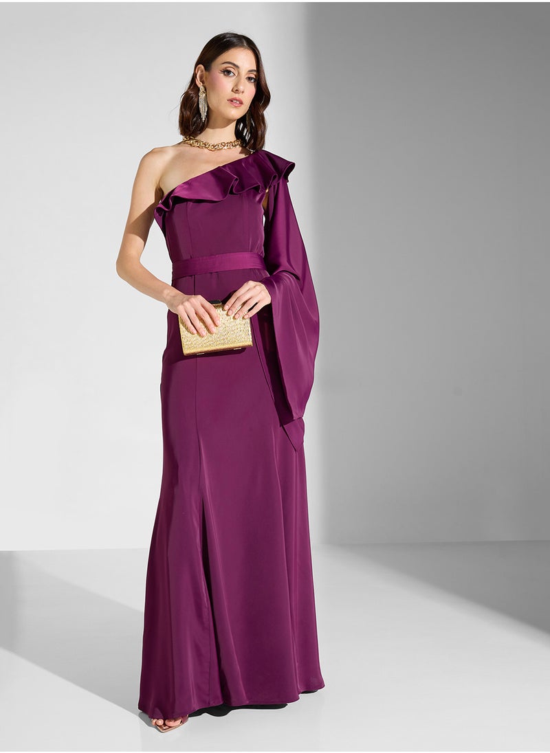 Iyra One Shoulder Cape Sleeve Dress  - Image 1