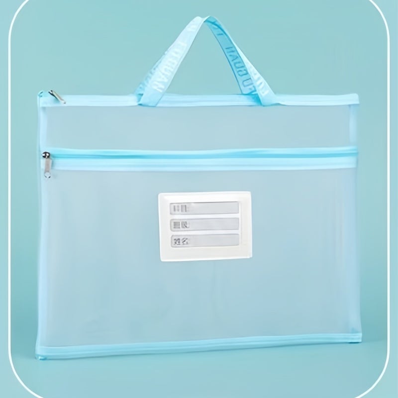 Portable Thickened Subject A4 Students Large Capacity Classification Double-Layer Mesh File Bag Transparent Test Paper Storage Bag For Homework - Image 1