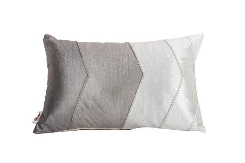 Home- The Best is for You Polyester Rectangular Striped Cushion Cover 12x18 Inch Pack of 2 (Grey) - Image 2