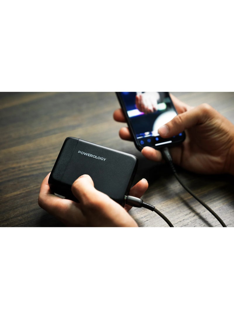 Powerology 200W GaN Charging Terminal Simultaneous Fast-Charging for Multiple Devices,  Laptop Charger, QC3.0 Outputs, Built-In Safeguards & Premium Material - Black  - Image 3