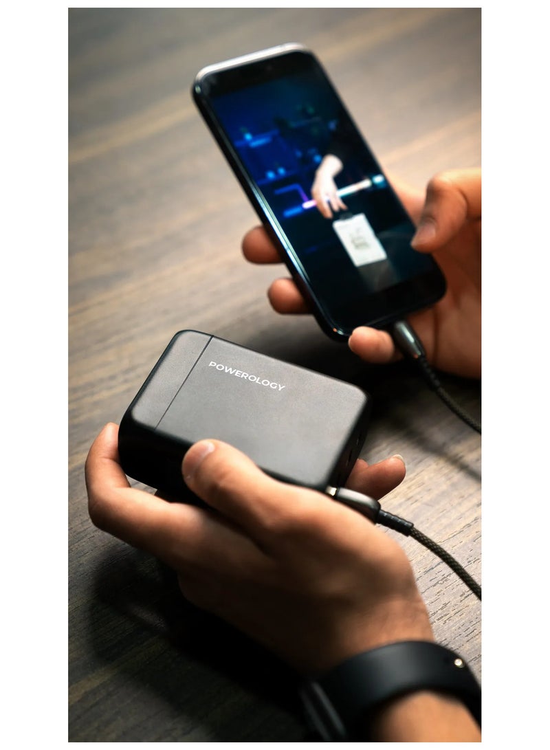 Powerology 200W GaN Charging Terminal Simultaneous Fast-Charging for Multiple Devices,  Laptop Charger, QC3.0 Outputs, Built-In Safeguards & Premium Material - Black  - Image 4