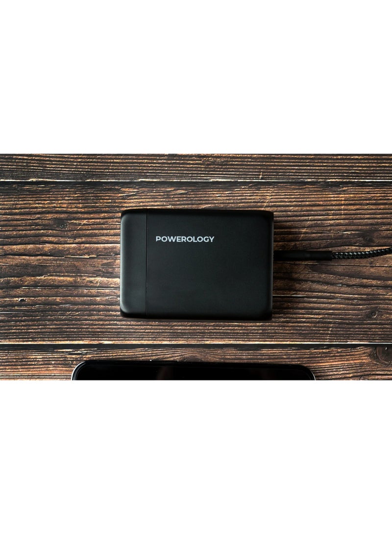 Powerology 200W GaN Charging Terminal Simultaneous Fast-Charging for Multiple Devices,  Laptop Charger, QC3.0 Outputs, Built-In Safeguards & Premium Material - Black  - Image 5
