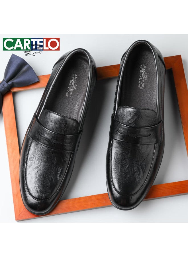 Cartelo British Style Men's Breathable Loafers Summer Business Low-cut Shoes K057 Black Size 44 - Image 3