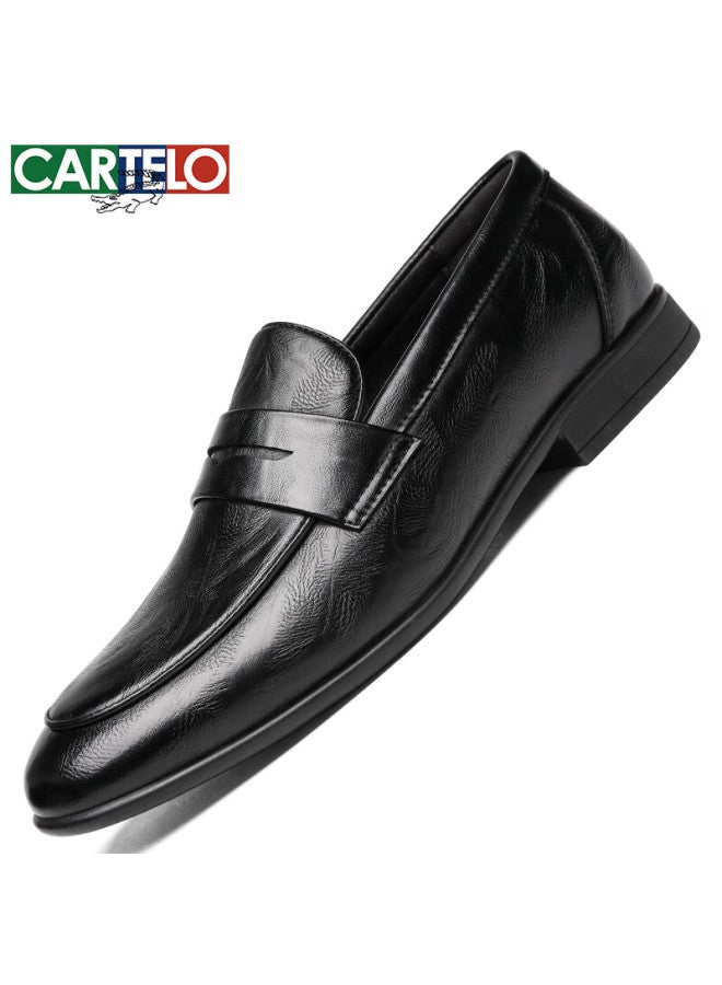 Cartelo British Style Men's Breathable Loafers Summer Business Low-cut Shoes K057 Black Size 44 - Image 5